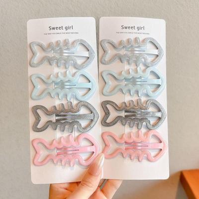 Y2K Sweet Cool Side Bangs Hair Clips Women Fishbone Shape Dripping Oil Candy Color Hair Clips Cute Party Daily Hair Accessories