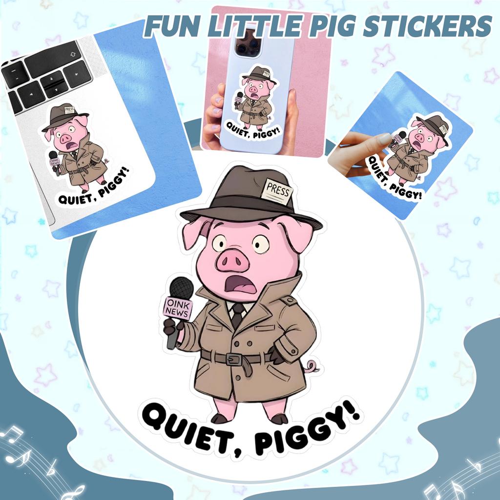10 Quiet Pig Head Stickers, Fun And Funny Decorative Stickers, And Cute Label Stickers