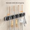 Wall-Mounted Space Aluminum Mop and Broom Holder with Hooks