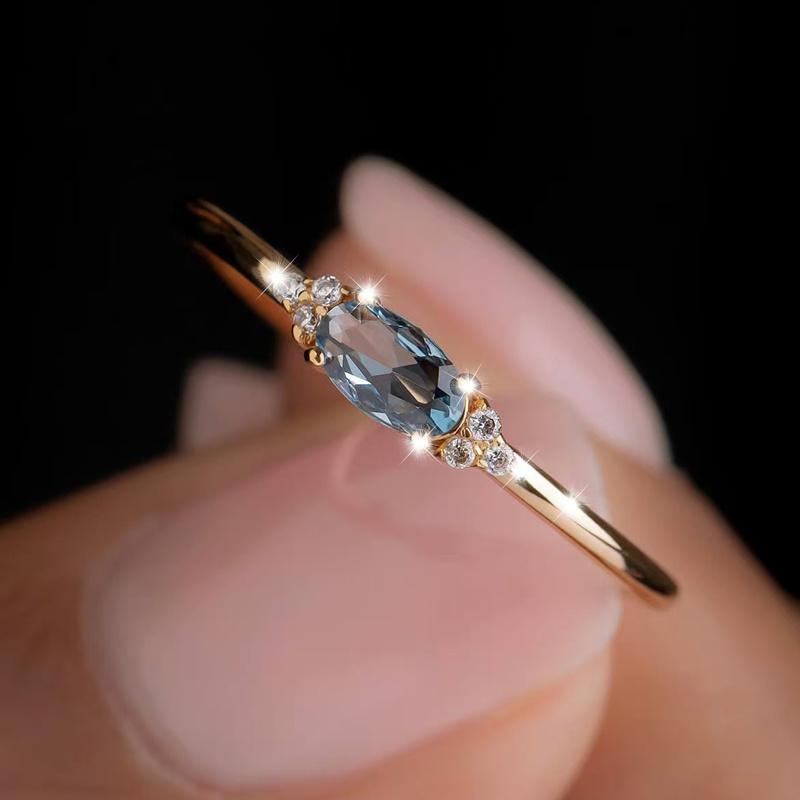 Vintage Trend Oval Set Zirconia Women's Ring Niche  Creative Holiday Party Jewelry Accessories Gifts