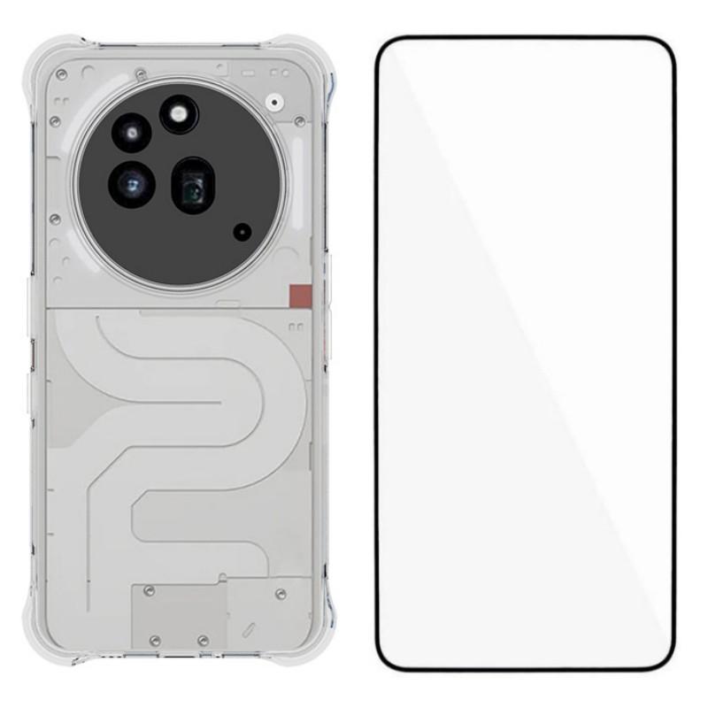 

For Nothing Phone (3a) Pro Case WANLONFENG WL Series 2.0mm TPU Phone Cover with Tempered Glass Film Transparent