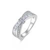 Elegant Minimalist Womens Sterling Moissanite Ring Geometric Design Fashion OL Style
