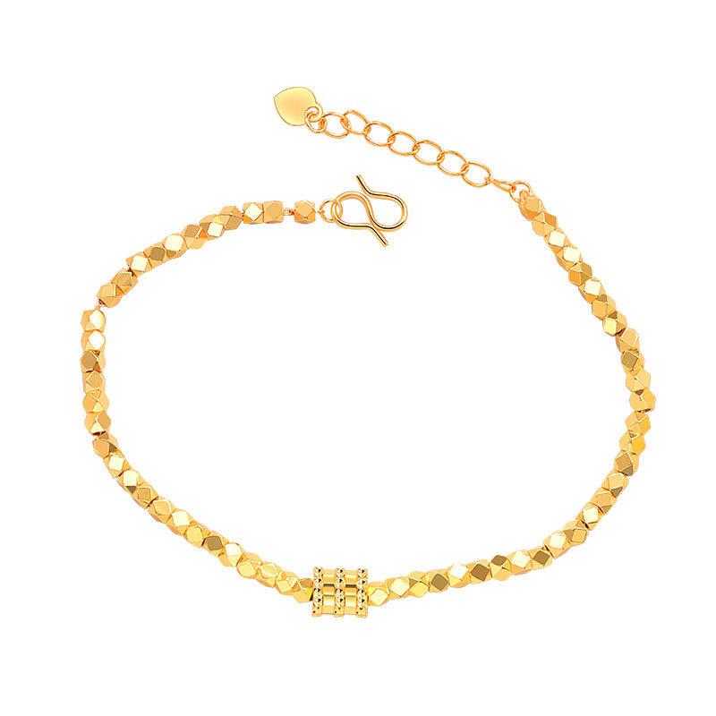 Premium Sand Gold Beaded Bracelet For Women Non Fading Chunky Chain Stylish Party Jewelry Elegant Versatile Accessory