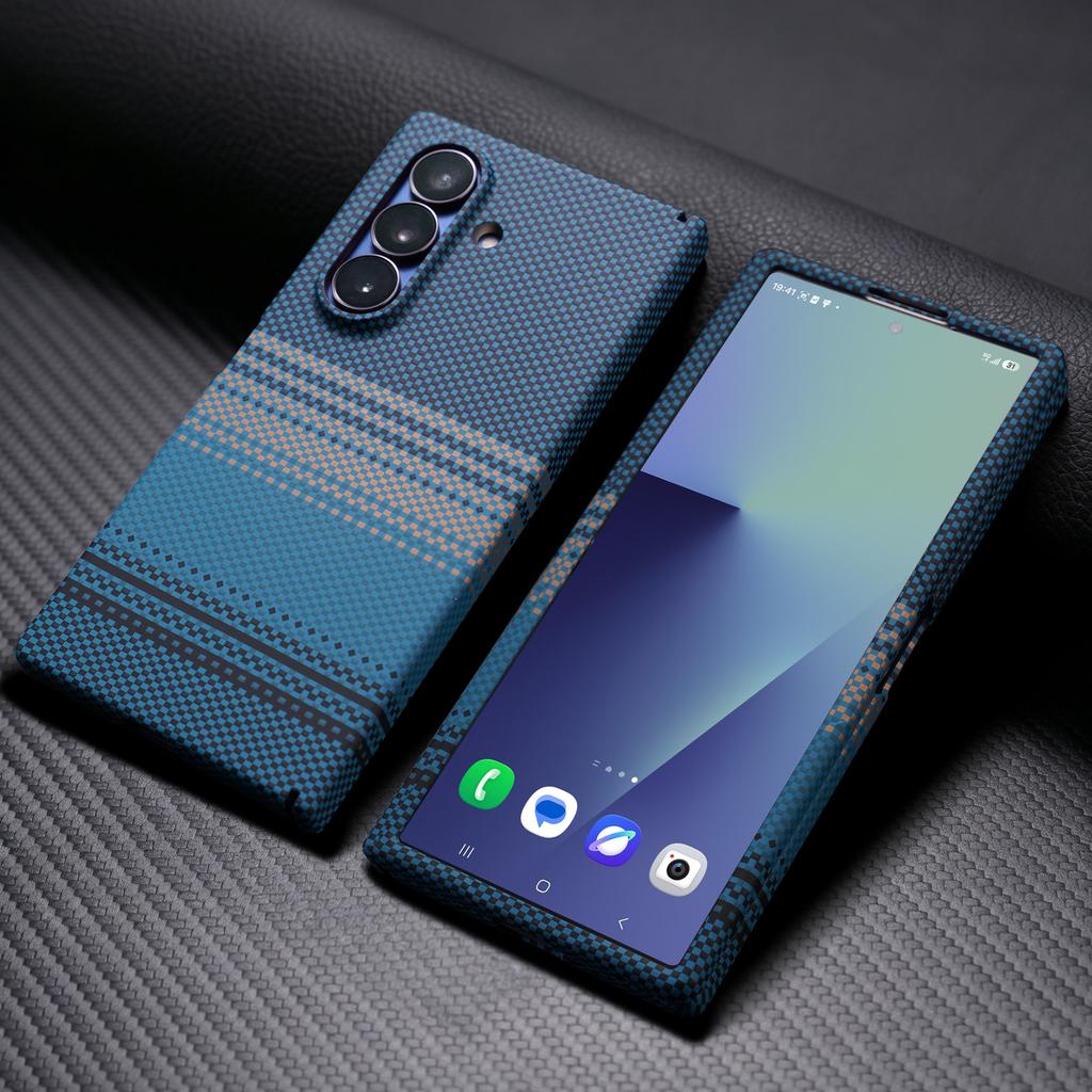 Business Kevlar Carbon Fiber Texture Magnetic Case for Samsung Galaxy Z Fold 8 Ultra 7 6 5 4 Screen Glass PC Hinge Protect Cover