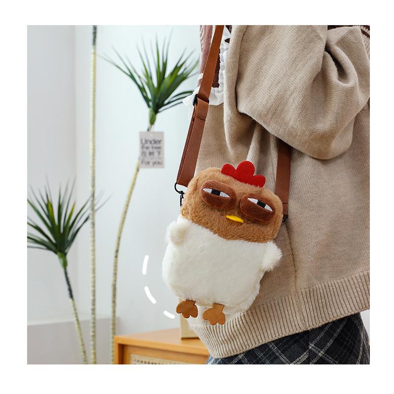 Cute Cackling Chicken Plush Crossbody Bag With Phone Compartment For Kids And Teens
