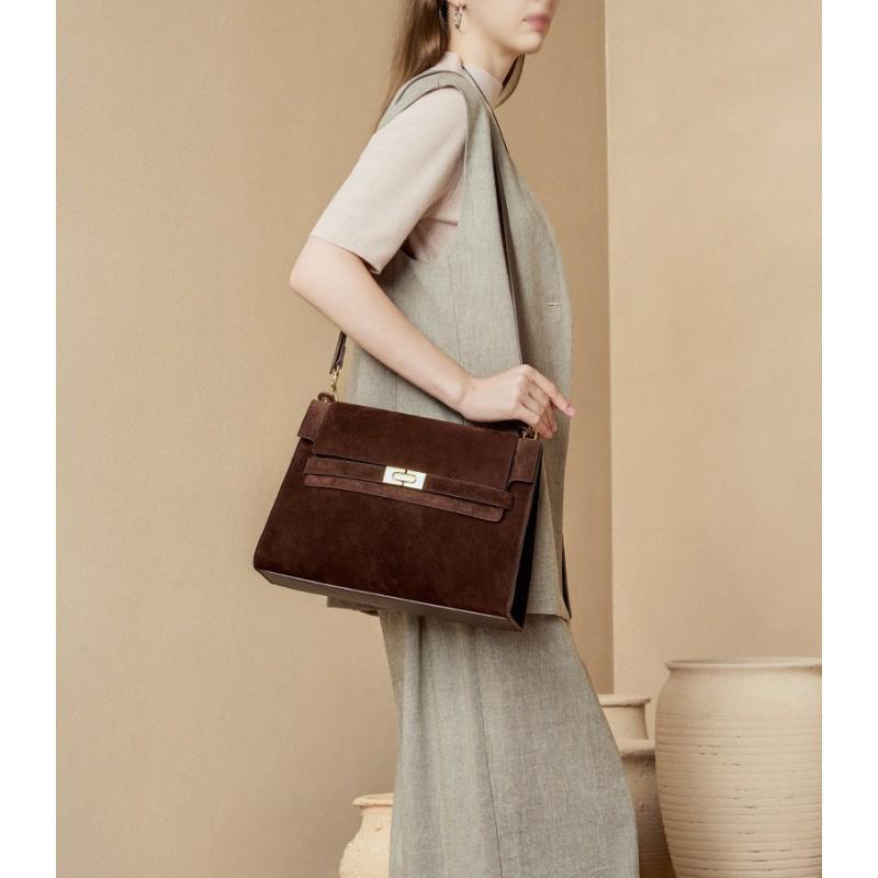 New Mailard Shoulder Bag Retro Commuting Tote Flip Leather Light Luxury Underarm High-quality Women