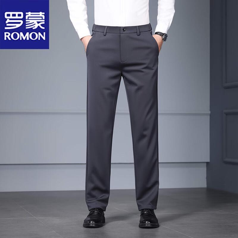 

ROMON Men s Wrinkle-Resistant Straight-Leg Business Casual Trousers 35