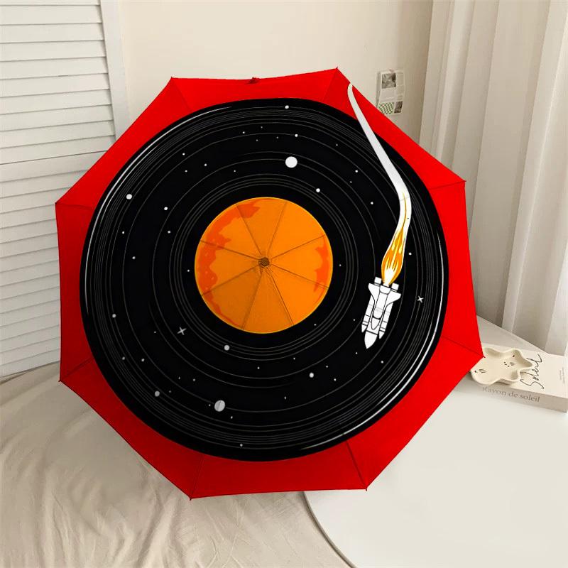 

1PC space record player Automatic Open/Close Umbrella with Windproof, 8-Rib Sturdy Canopy, Durable Ribs, Fashionable Design,1283a