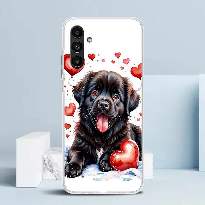 Lovely Puppy Heart Dogs Phone Case For Samsung Galaxy A17 A37 A57 A16 A15 A14 A13 A56 A55 A54 A53 A36 A35 A34 A33 A26 A25 A24 A2