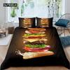 Hamburger Duvet Cover Set Meat Cheese Comforter Cover Fast Food Theme Bedding Set Cartoon Hamburg Pattern Quilt Cover for Kids
