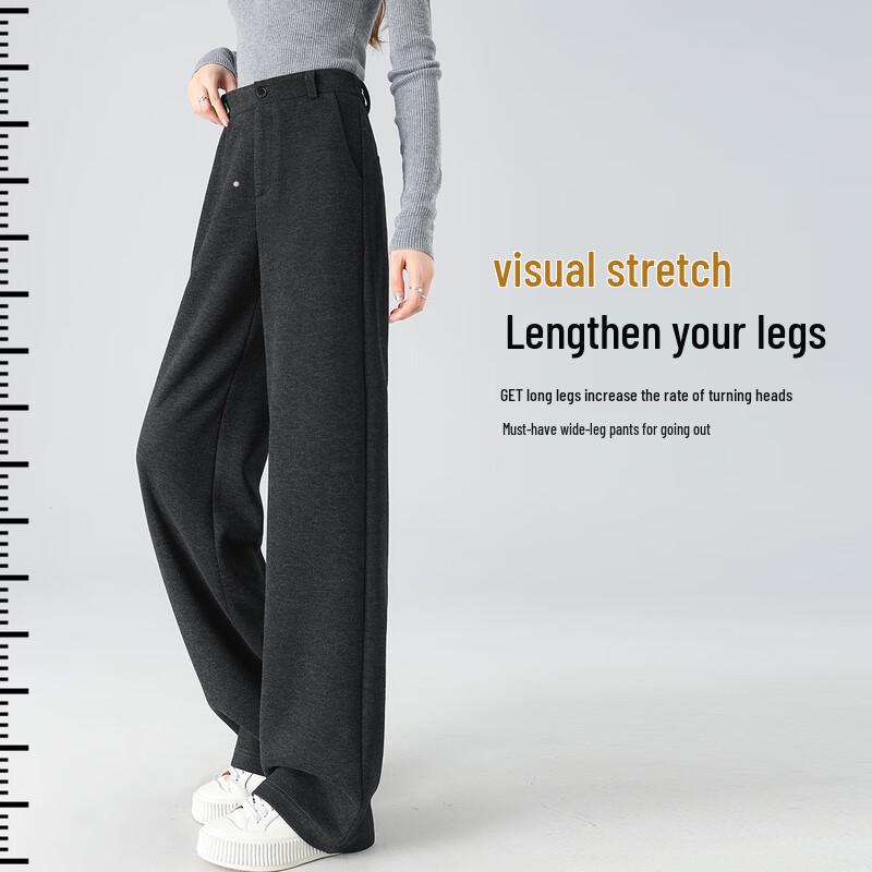Handu Yishe Women's Sophisticated Wool Blend Straight-Leg Trousers