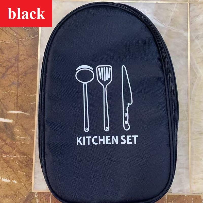Camping Travel Cookware Organizer Bag Cooking Utensils Storge Portable Pouch, Outdoor Barbecue Camping Cooking Spoon Chopsticks чёрный