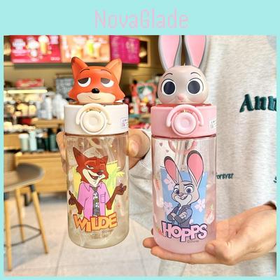 Zootopia Nick And Judy Plastic Straw Cup With Tritan Material For Kids