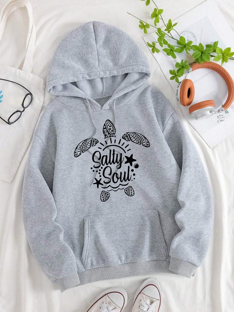 Salty Soul Turtle Creative Prints Women Hoodies Hip Hop Loose Streetwear All-Match Fleece Hoody Autumn Multicolor Woman Hoodie
