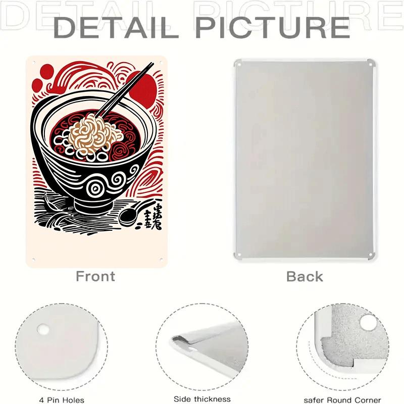 One piece of Chinese-style ramen iron hanging tag, a creative kitchen decoration, home wall art craft gift, suitable for food lo