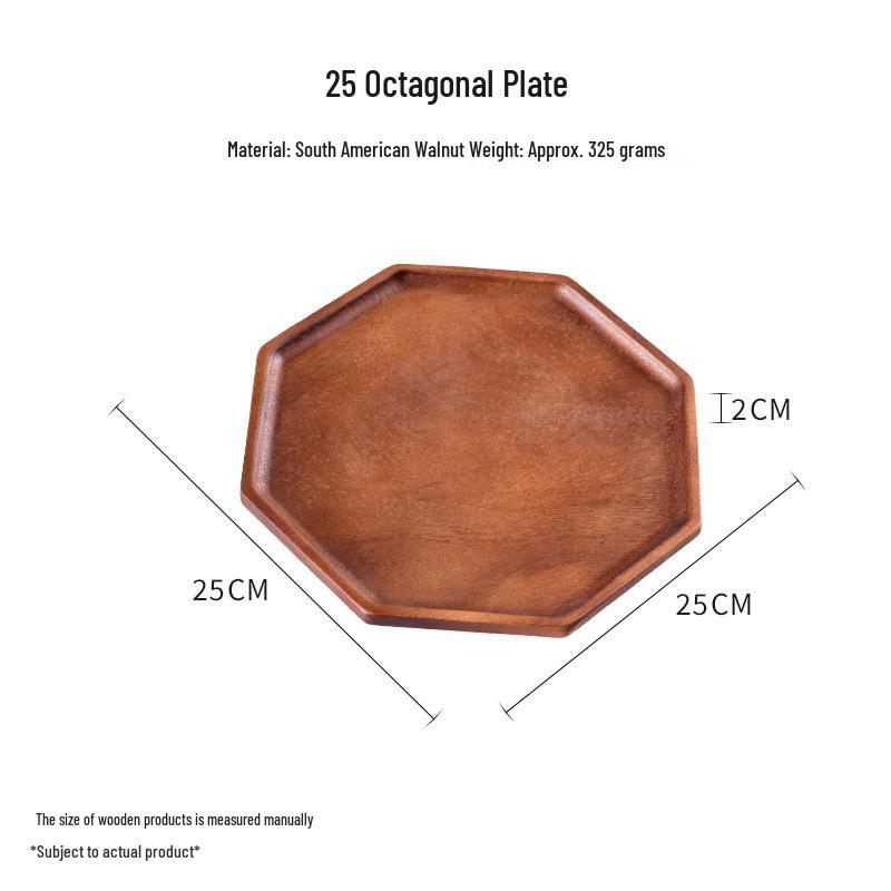 Walnut Octagonal Tea Tray, Irregular Waterproof Solid Wood Plate, Dried Fruit & Photography Display