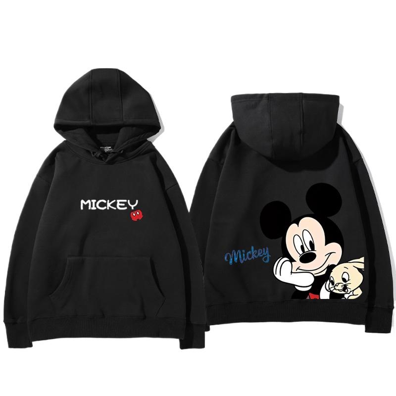 2024 Spring and Autumn Mickey Minnie Disney hoodie for male and female couples, parent-child cartoon print loose hooded clothes