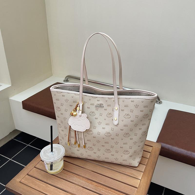 New large-capacity tote bag women's popular contrasting color printed portable shoulder bag underarm bag