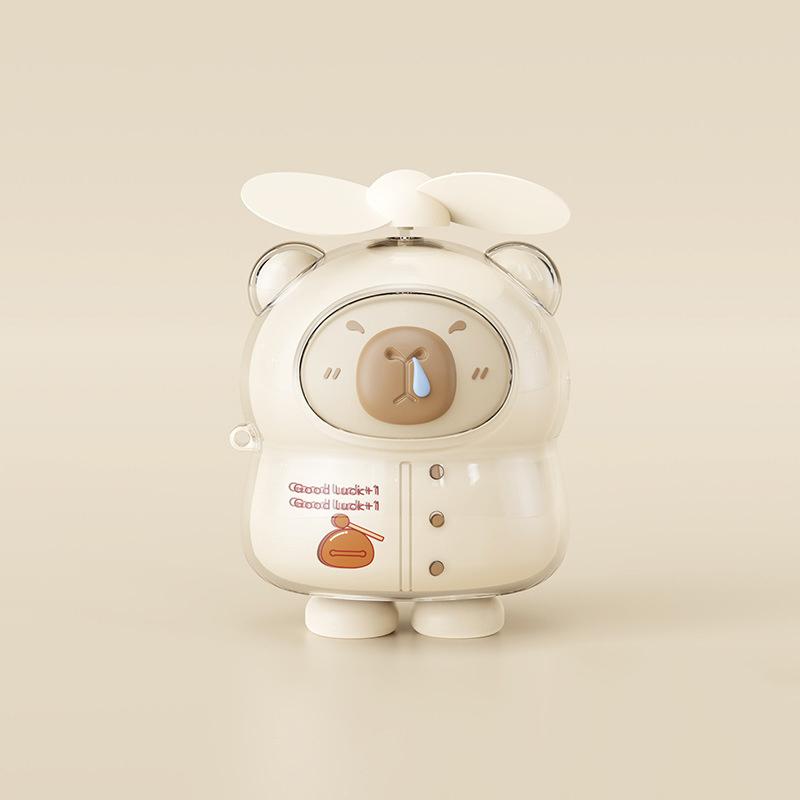 Cute Character Portable Bladeless Neck-Hanging Fan Cartoon Capybara Small Fan Outdoor Usb Charging Fan Students Summer Gifts