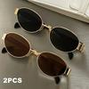 2 Pairs of Unisex Y2K Oval Frame Retro Fashion Glasses Suitable for Parties Shopping Outfit Matching Daily Use
