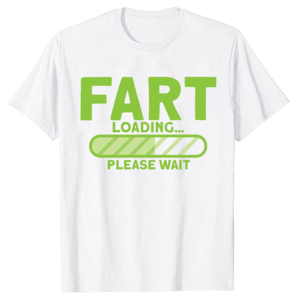 Fart Loading Please Wait T-shirt Funny Graphic T Shirts Loading Progress Bar Cotton Short Sleeve Printed Tshirt Man Clothes
