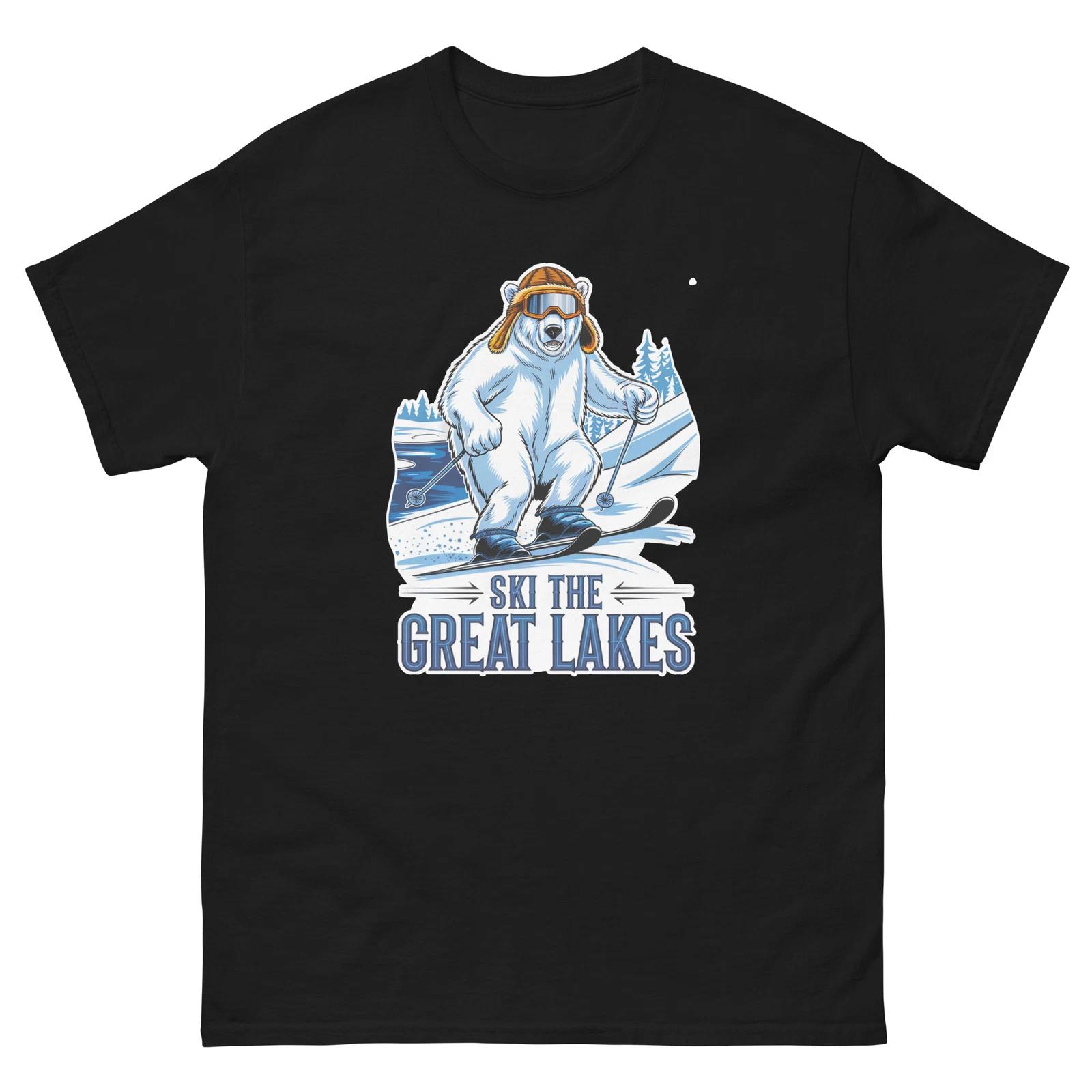 Ski Great Lakes Polar Bear Skiing Skier Animal T-Shirt XL