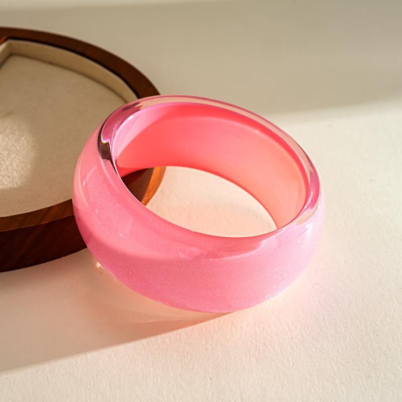 Y2K Boho Vintage Resin Bangle Women Wide Round Bracelet Dopamine Color Statement Wrist Jewelry For Daily Party Wear Accessories