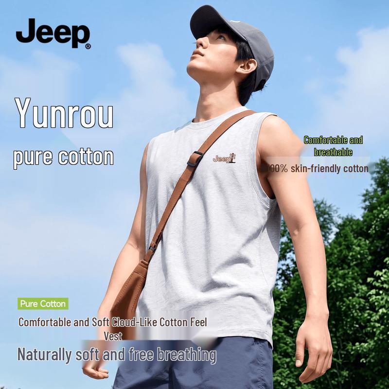 

JEEP Men s Breathable Cotton Sleeveless T-Shirt XL