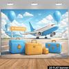 2D Cute Plane Departure Sign Suitcase Toddler 1st Birthday Cake Smash Photography Backdrop