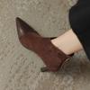 NEW Autumn Women Boots Sheep Suede Leather Shoes for Women Pointed Toe Thin Heel Boots Elegent High Heel Ankle Boots Daily Shoes