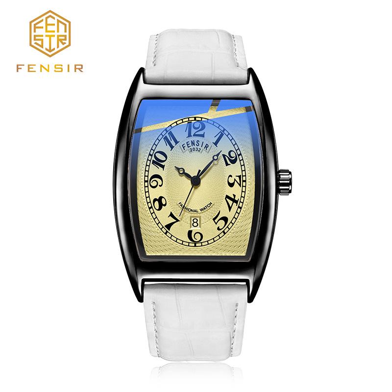 Fins Men's Tonneau Classic Blue Light Retro Business Waterproof Quartz Watch