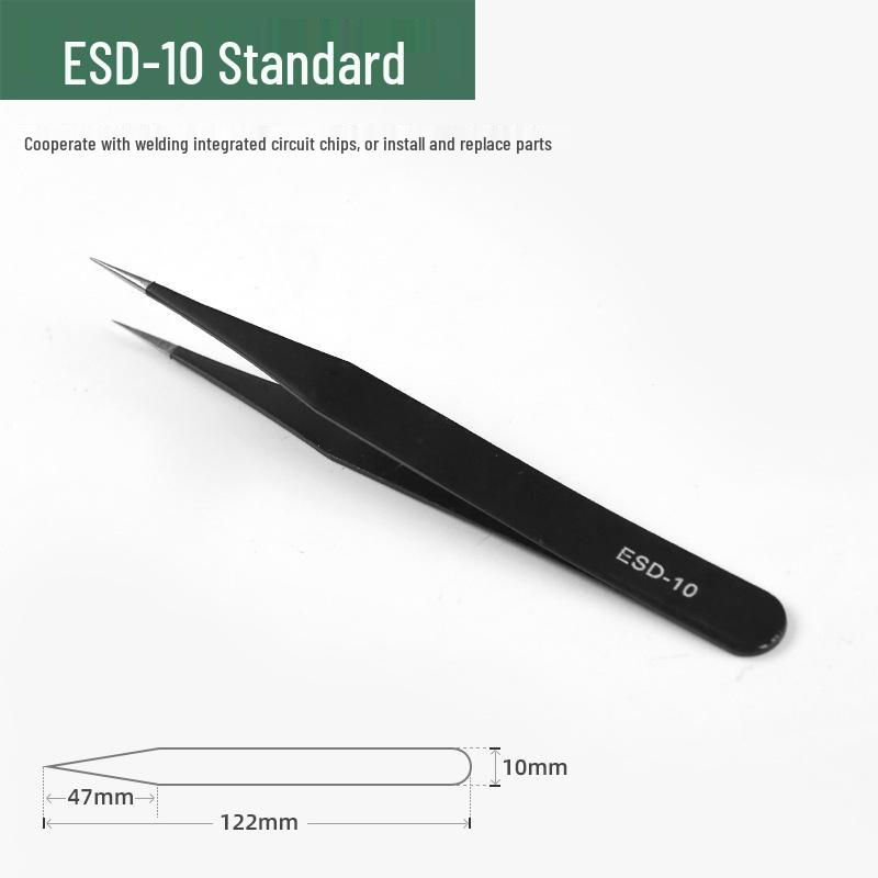 Black Stainless Steel Antistatic Precision Tweezers for Eyelash Extensions and Bird's Nest Plucking.