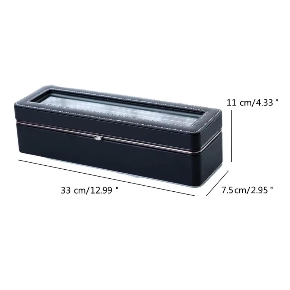 PU Leather Watch Storage Case 6 Girds Watch Suitcase Organizer Stylish Watch Display Box  Bracelets
