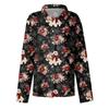 Women Button Down Long Sleeve Collared Shirt with Halloween Themed Print Casual Fit Blouse Top