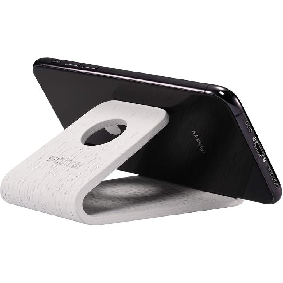 SAMDI Cell Phone Stand, iPhone Wood Dock: Cradle, Holder for Switch All Android Smartphone, iPhone 6 6s 7 8 X Plus 5 5s 5c Accessories Desk - ( Black