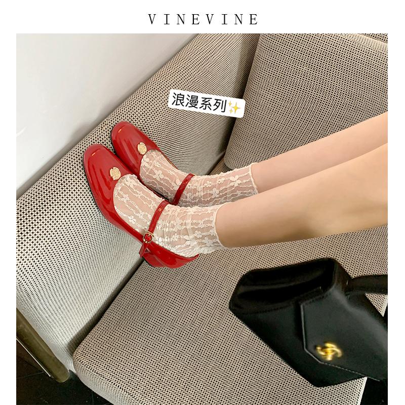 

Французская камелия женские туфли Мэри Джейн 2025 новые металлические пряжки толстый каблук одинарные туфли женские весна и осень слово на высоком каблуке 40 красный