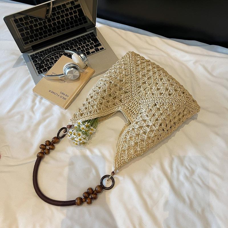 Летняя популярная модная плетеная сумка женская ажурная для пляжного отдыха соломенная сумка сумка-тоут через плечо