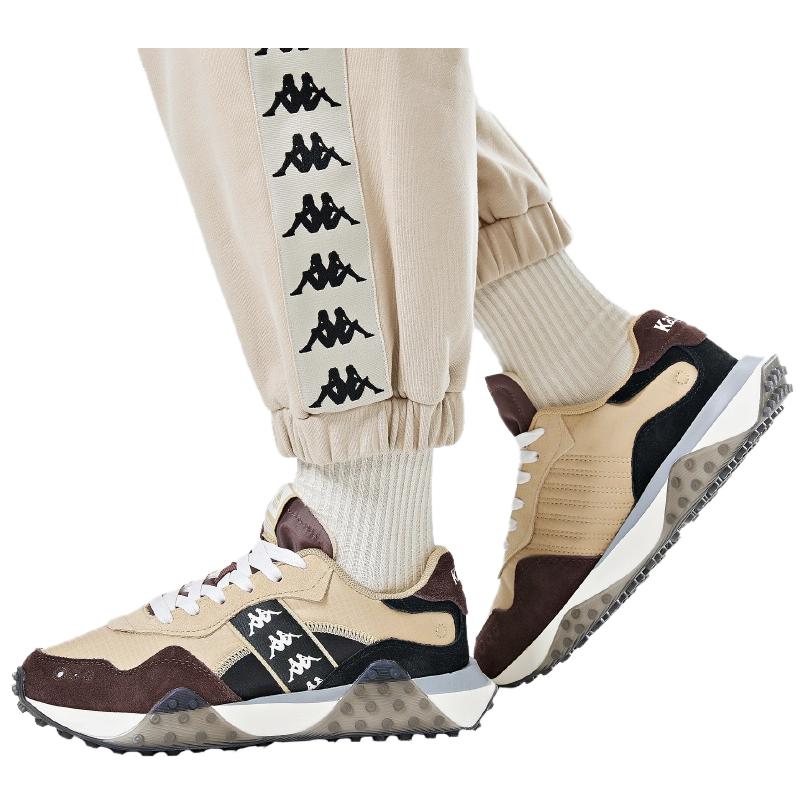Kappa Retro Trainingsstoff Synthetikleder Strapazierfähig Niedrig geschnitten Laufschuhe Unisex Sneaker Gelb Braun Schwarz K0CZ5MM07-210
