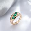 New  Rose Gold Ring For Women Unusual Green Natural Zircon Ethnic Bride Ring Vintage Wedding Jewelry Accessories