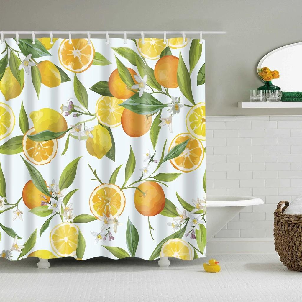 Tropical Green Plant Palm Leaves Bathroom Accessories Set Shower Curtain Bathroom Curtains Waterproof Polyester with Hooks