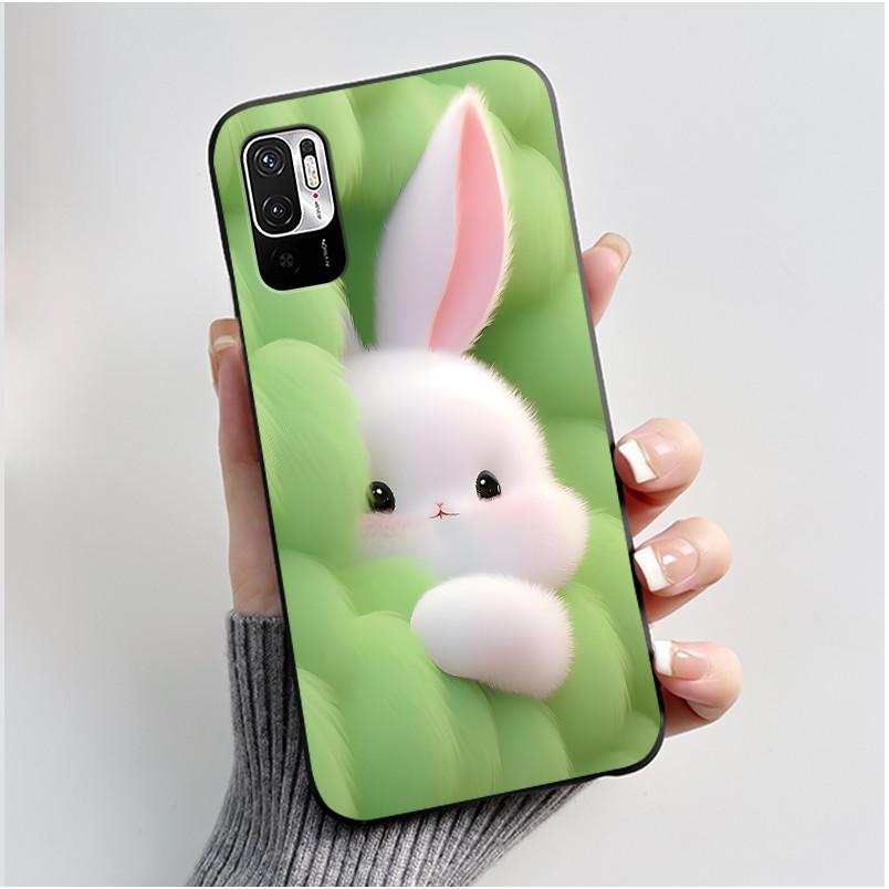 For Xiaomi Redmi Note 10 JE 10T JE Casing Cute Love Rabbit Funny Black Soft Silicone Phone Case For Redmi Note10 JE Bumper Cover