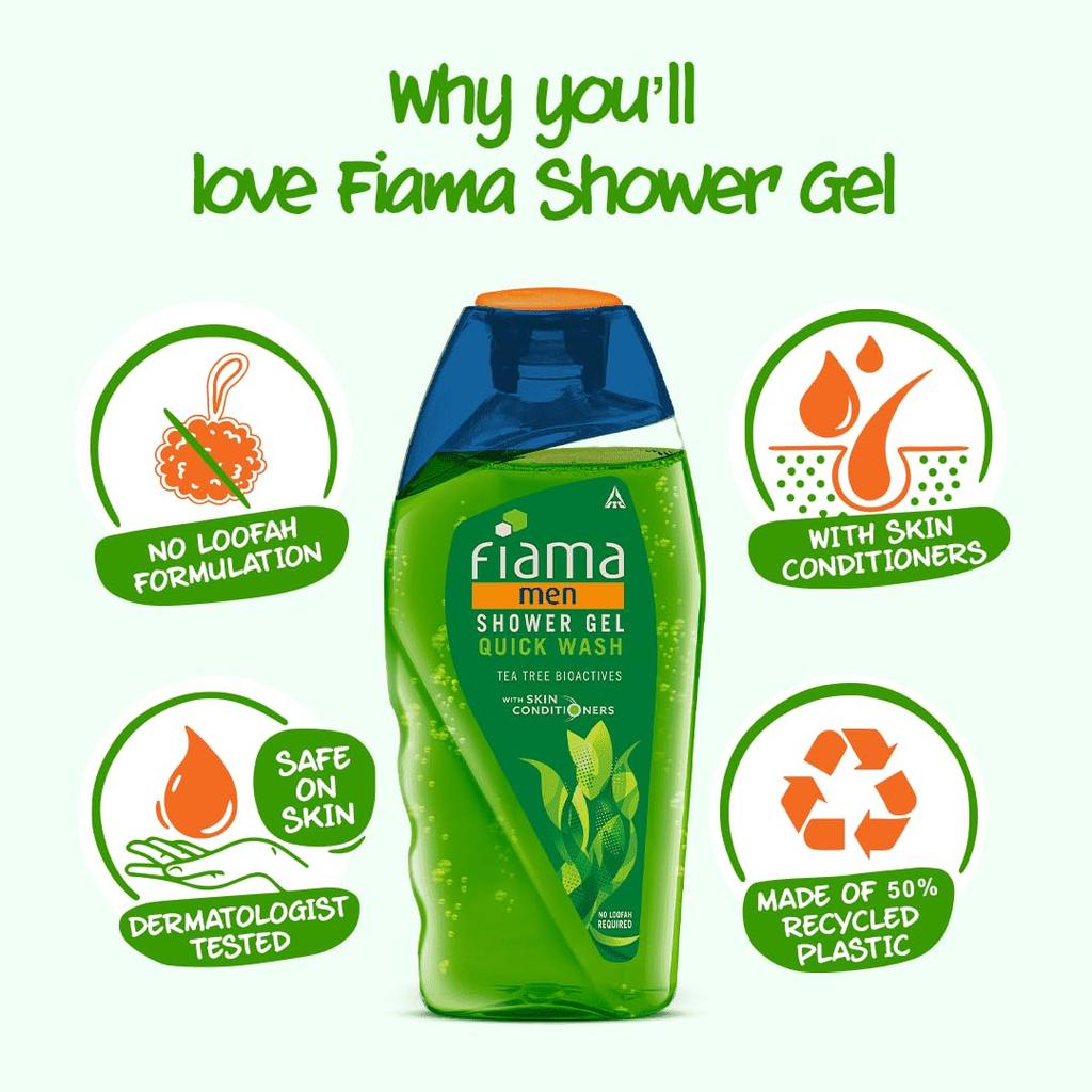 Fiama Men Body Wash Quick Wash 250ml Pack of 1 Moisturising Shower Gel for Soft Refreshed Skin