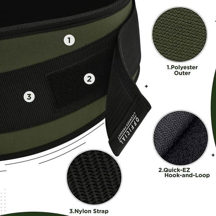 Ceinture de musculation rdx powerlifting, ceinture lombaire pour deadlifts, entraînement en salle, vert armée, taille l