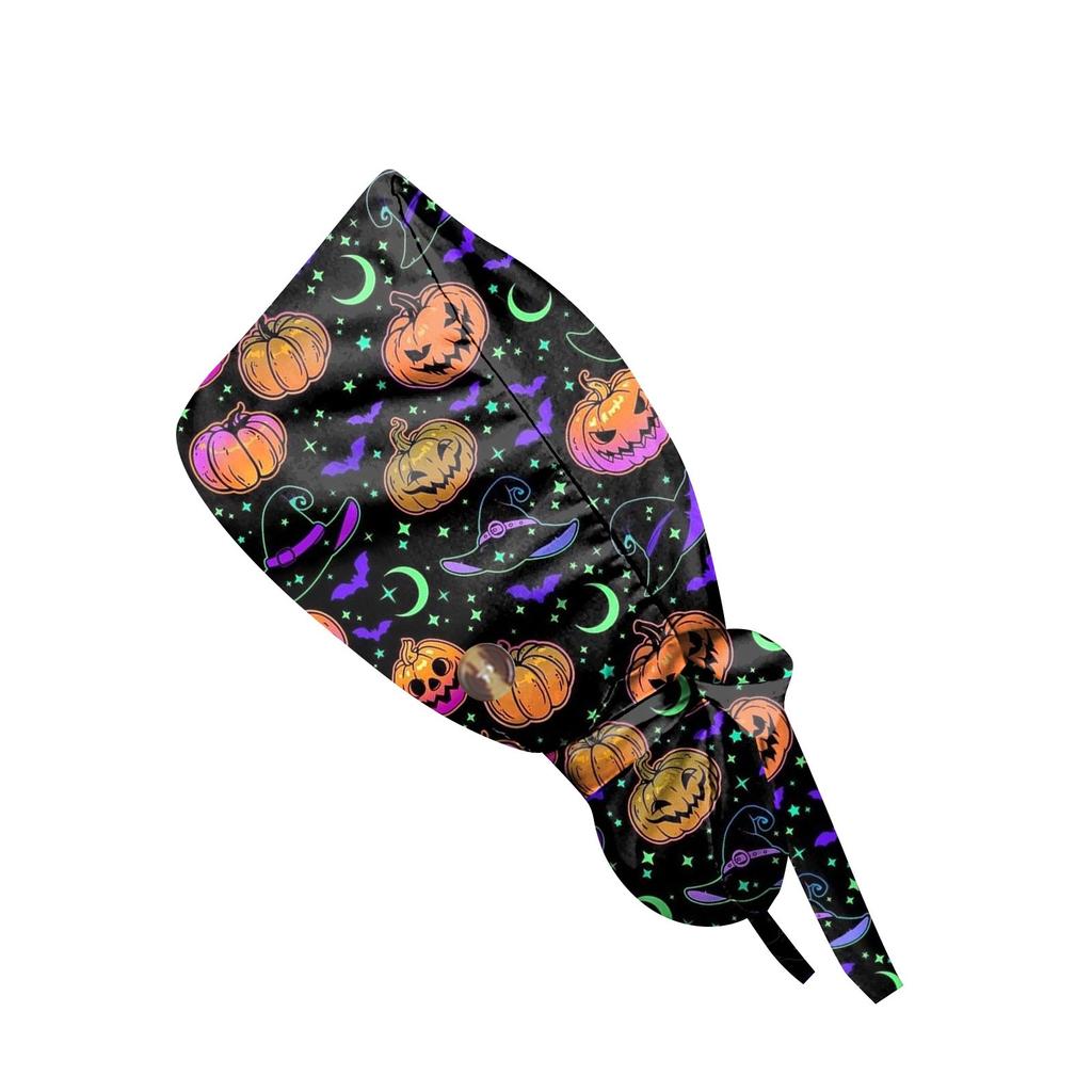 Nurse Halloween Surgical Cap Doctor Hat Baotou Caps Sweat-absorbent Towel Buckle Printing Pure Cotton Fashion Hats For Women Men