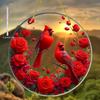 Vibrant Cardinal Bird Sun Catcher - Colorful Dyed Plastic Window Hanging Decoration, Acrylic Circular Sign, Garland Ornament, Four Seasons Decoration