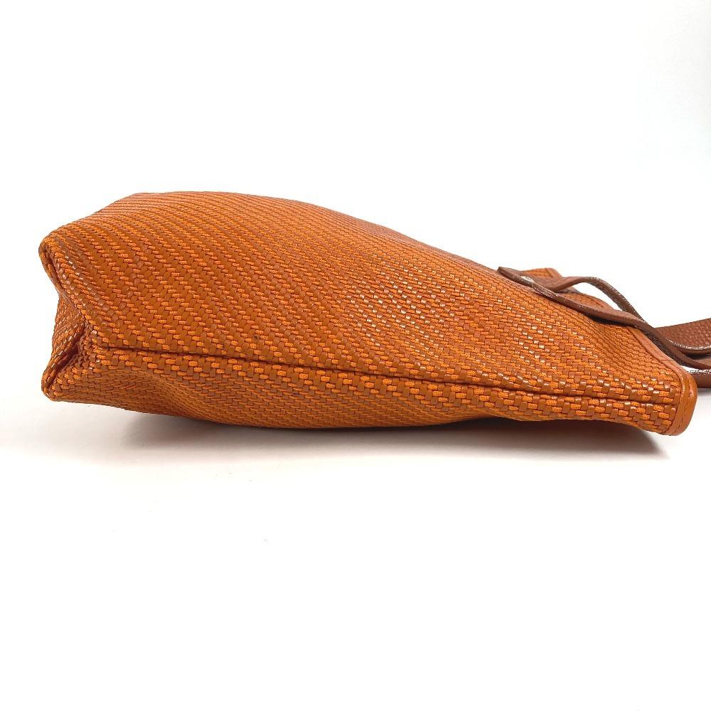 HERMES Amedaba PM Tote Bag Hand Bag Leather/Canvas Orange