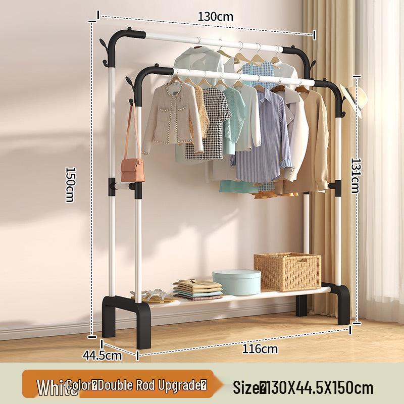 Floor-Standing Indoor Clothes Drying Rack and Coat/Hat Rack for Bedrooms and Dorms.