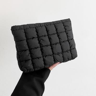 Zipper Cotton Clutch Bag Storage Bag Cosmetic Bag Portable Quilted Padded Makeup Bag Lady