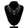 Women Necklace Multi Layer Chain Imitation Pearls Decor Butterflies Charm Choker Necklace Adjustable Length Neck Jewelry