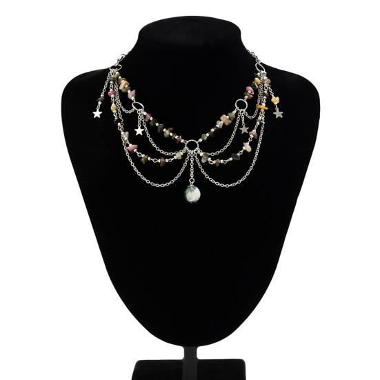 Women Necklace Multi Layer Chain Imitation Pearls Decor Butterflies Charm Choker Necklace Adjustable Length Neck Jewelry